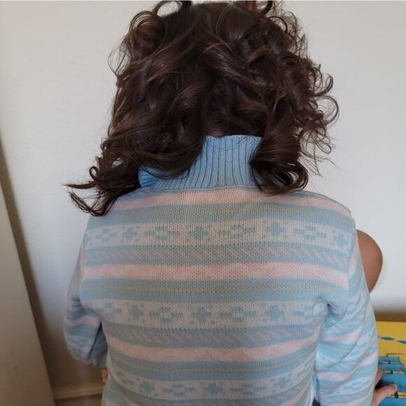 Vintage Spain import 80's sweater geometric pastel - Picture 3 of 6